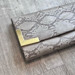 Snakeskin Gray Gold Metal Shoulder Chain Formal Crossbody Purse Bag Homecoming